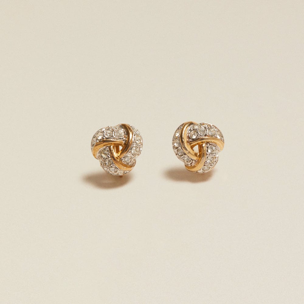 Stud Earrings Default Vintage Petite Crystal Knot Clip-On Earrings Orelia Jewellery