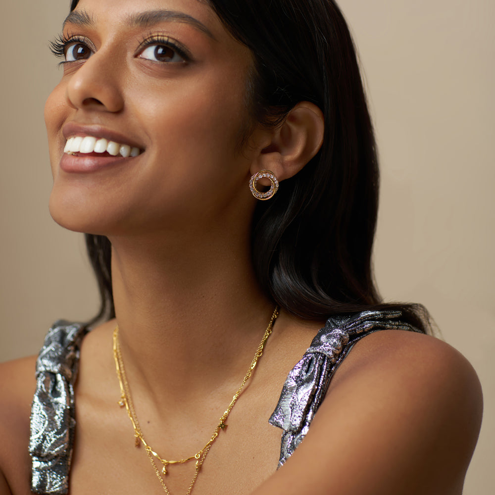 Stud Earrings ONE Interlocking Pavé Open Circle Stud Earrings Orelia Jewellery