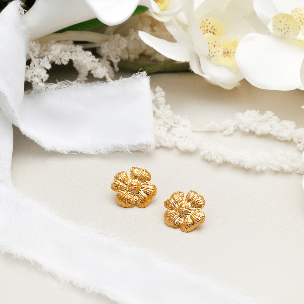 Stud Earrings Textured Flower Statement Studs Orelia Jewellery