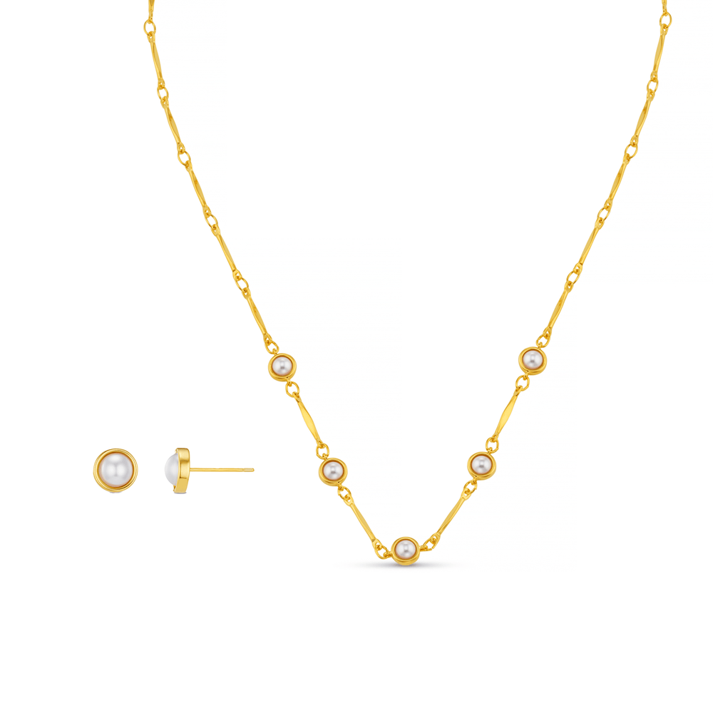Style Sets Bezeled Pearl Jewellery Set Orelia Jewellery
