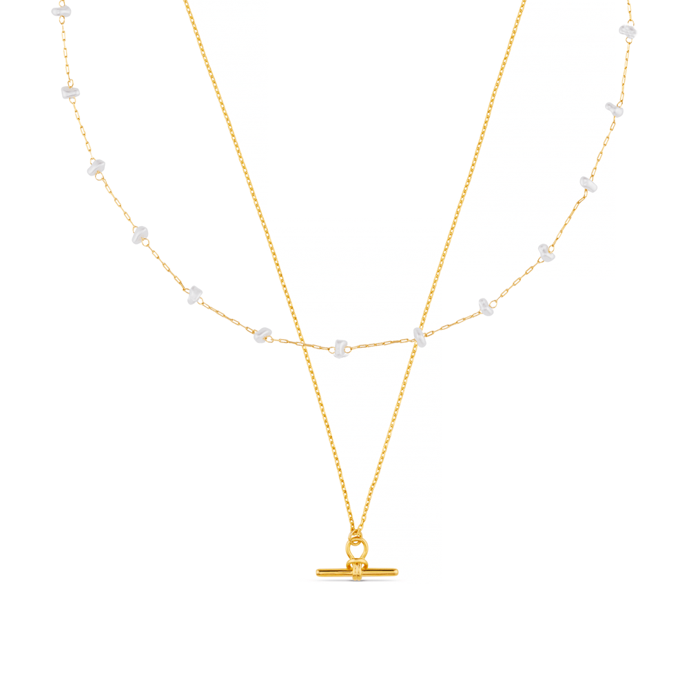 Style Sets Dainty T-Bar & Pearl Layered Style Set Orelia Jewellery