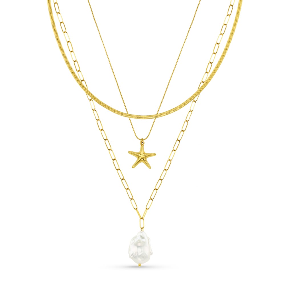 Style Sets Default LUXE Starfish & Pearl Layered Necklace Set Orelia Jewellery