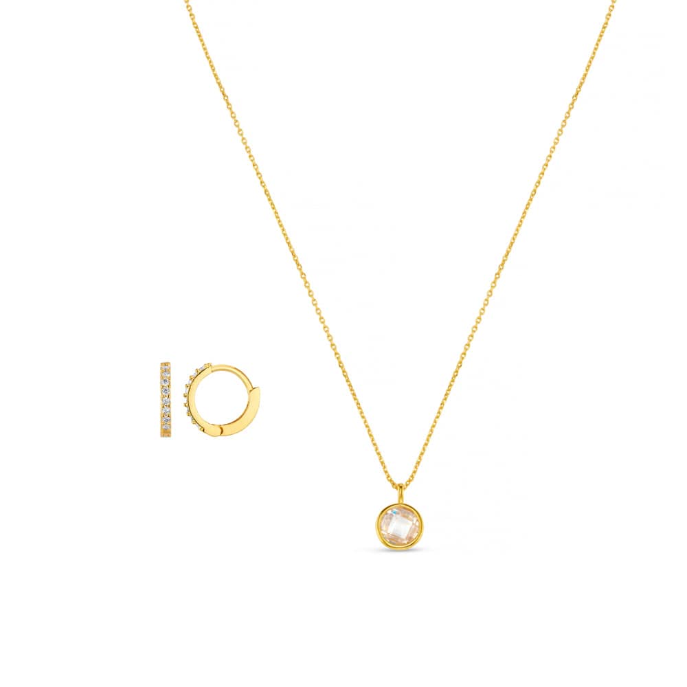Style Sets ONE Crystal Charm Necklace & Pavé Hoop Earrings Jewellery Set Orelia Jewellery