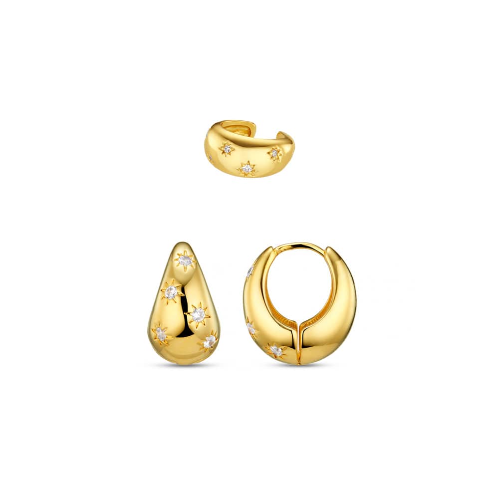 Style Sets ONE Crystal Starburst Tapered Hoop Earring & Cuff Jewellery Set Orelia Jewellery