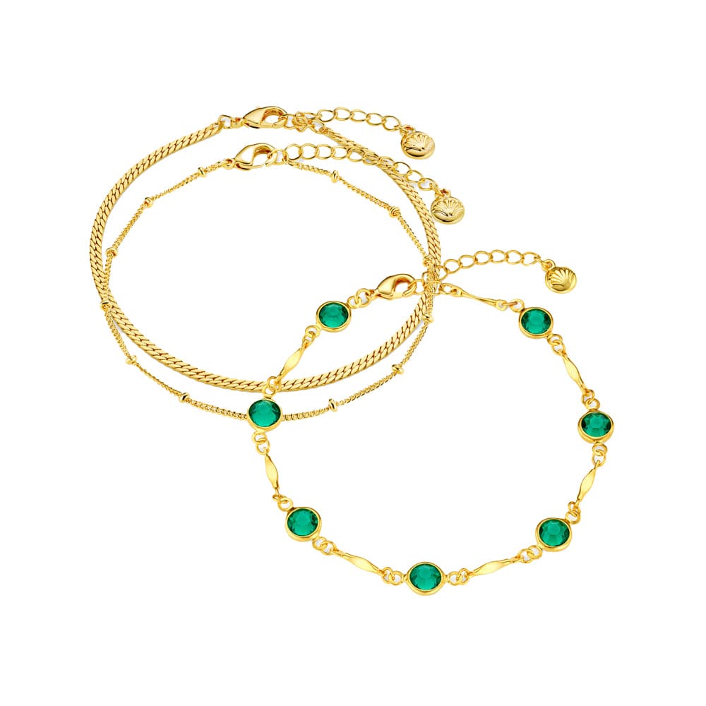 Style Sets ONE Emerald & Satellite Chain Wrist Stacking Set Orelia Jewellery