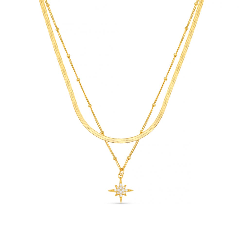 Style Sets ONE Pavé Starburst & Flat Snake Chain Jewellery Set Orelia Jewellery