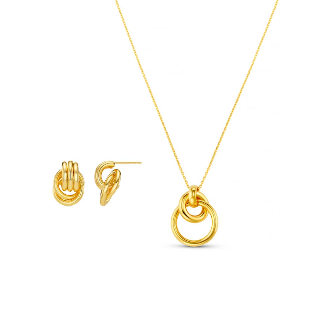 Style Sets ONE Polished Interlocking Earring & Necklace Jewellery Set Orelia Jewellery