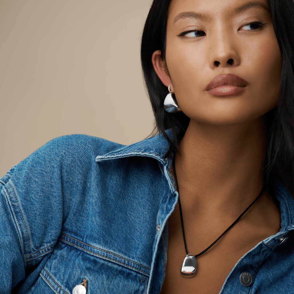 Style Sets ONE Statement Tapered Metal Earrings & Cord Necklace Jewellery Set Orelia Jewellery