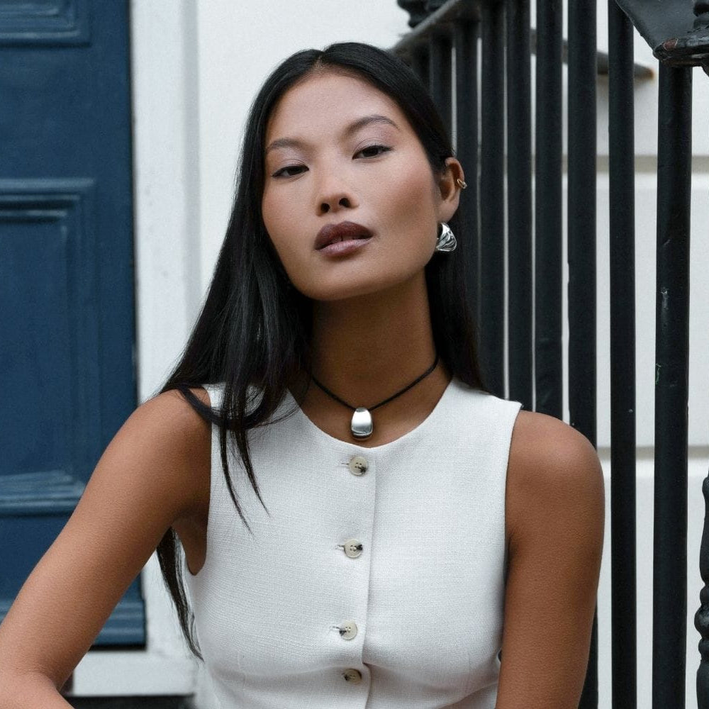 Style Sets ONE Statement Tapered Metal Earrings & Cord Necklace Jewellery Set Orelia Jewellery