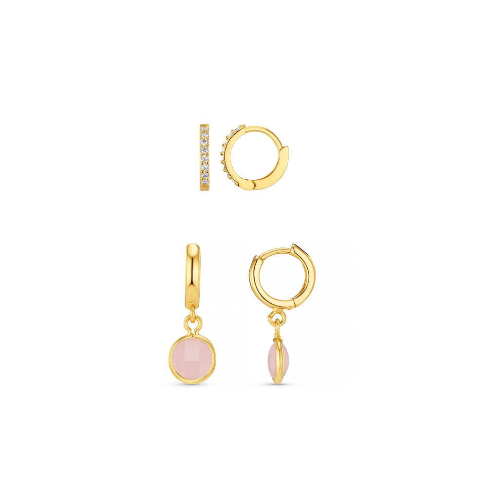Style Sets Pavé & Rose Water Opal Hoop Earring Set Orelia Jewellery