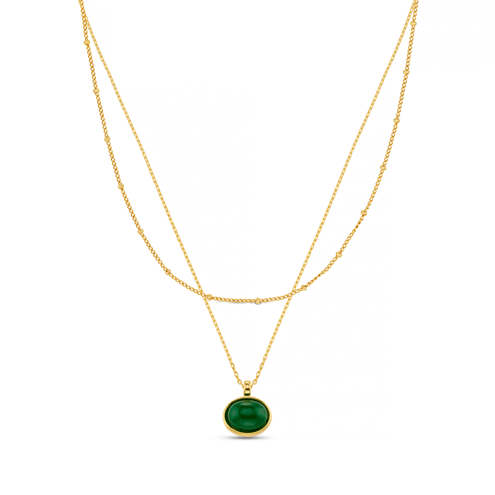 Style Sets Semi-Precious Green Jade & Satellite Chain Jewellery Set Orelia Jewellery