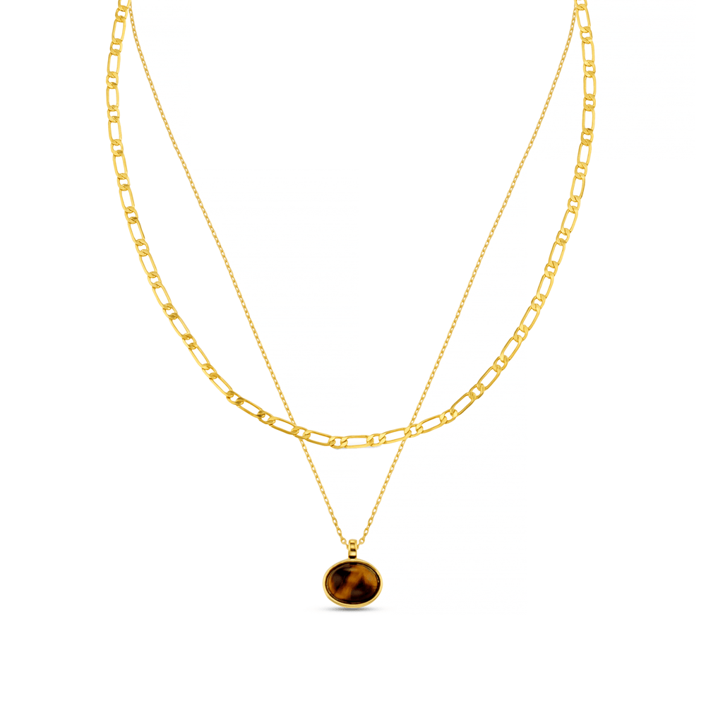 Style Sets Semi-Precious Tigers Eye & Figaro Chain Jewellery Set Orelia Jewellery