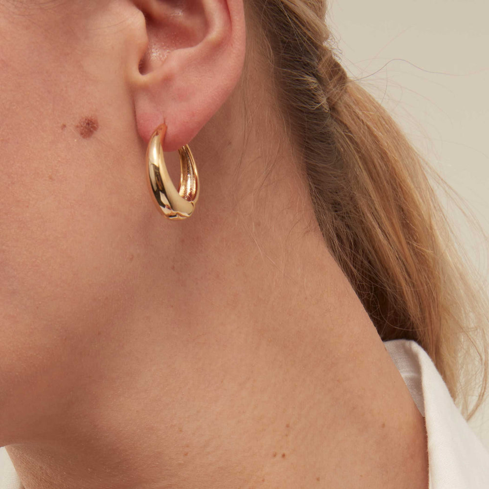 Large Tapered Hoop Earrings - Gold - Orelia London