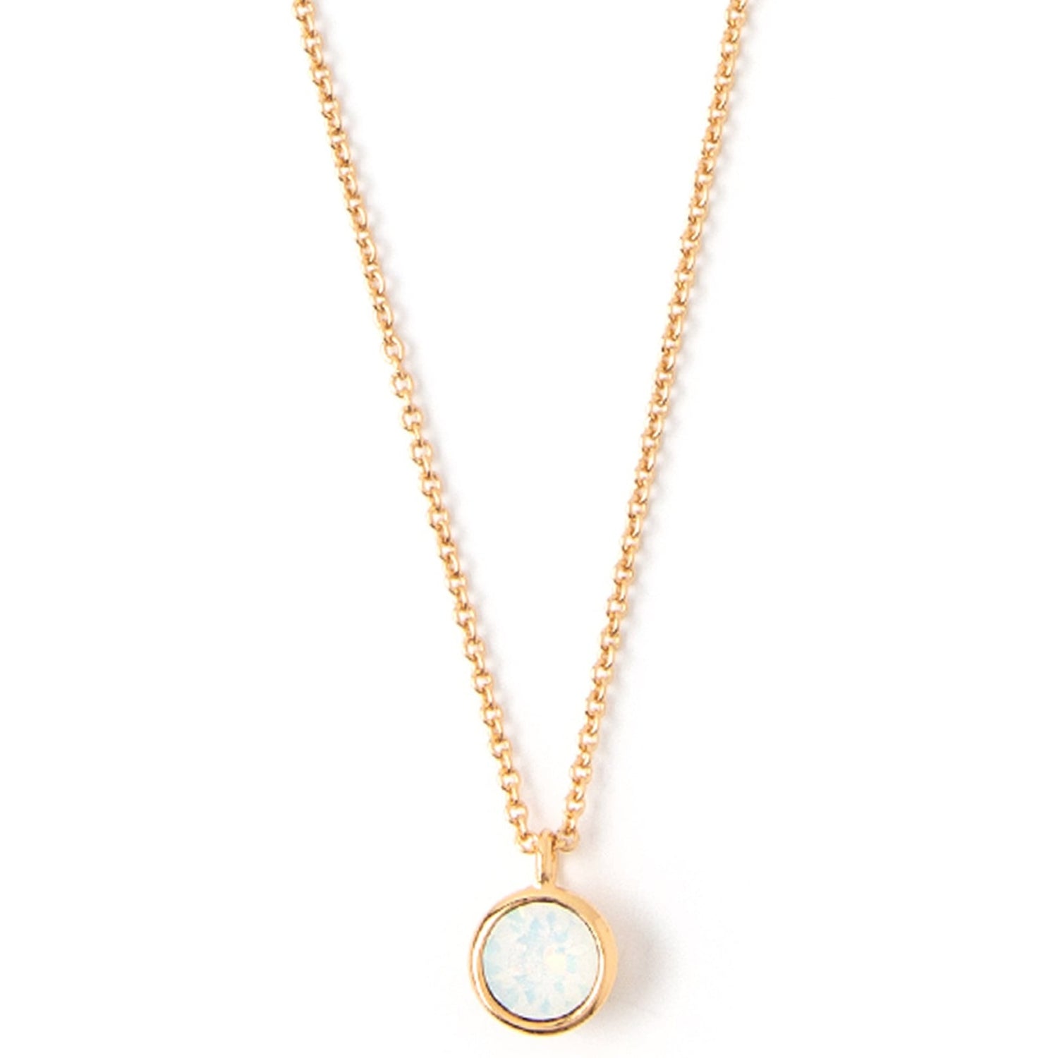 White Opal Necklace Made With Swarovski® Crystals - Gold
