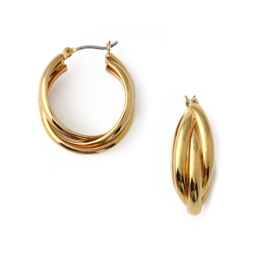 Interlocking Hoop Earrings Gold