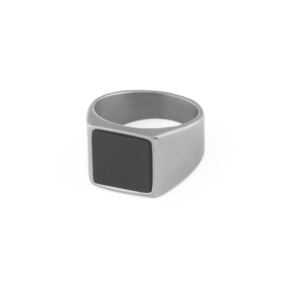 Black Onyx Signet Ring - Silver - Orelia London