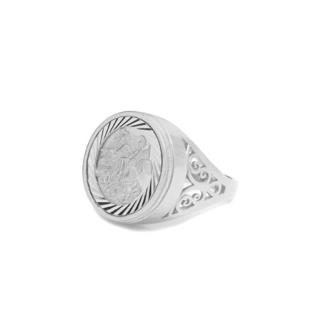 Mini George Detail Sovereign Ring - Silver - Orelia London