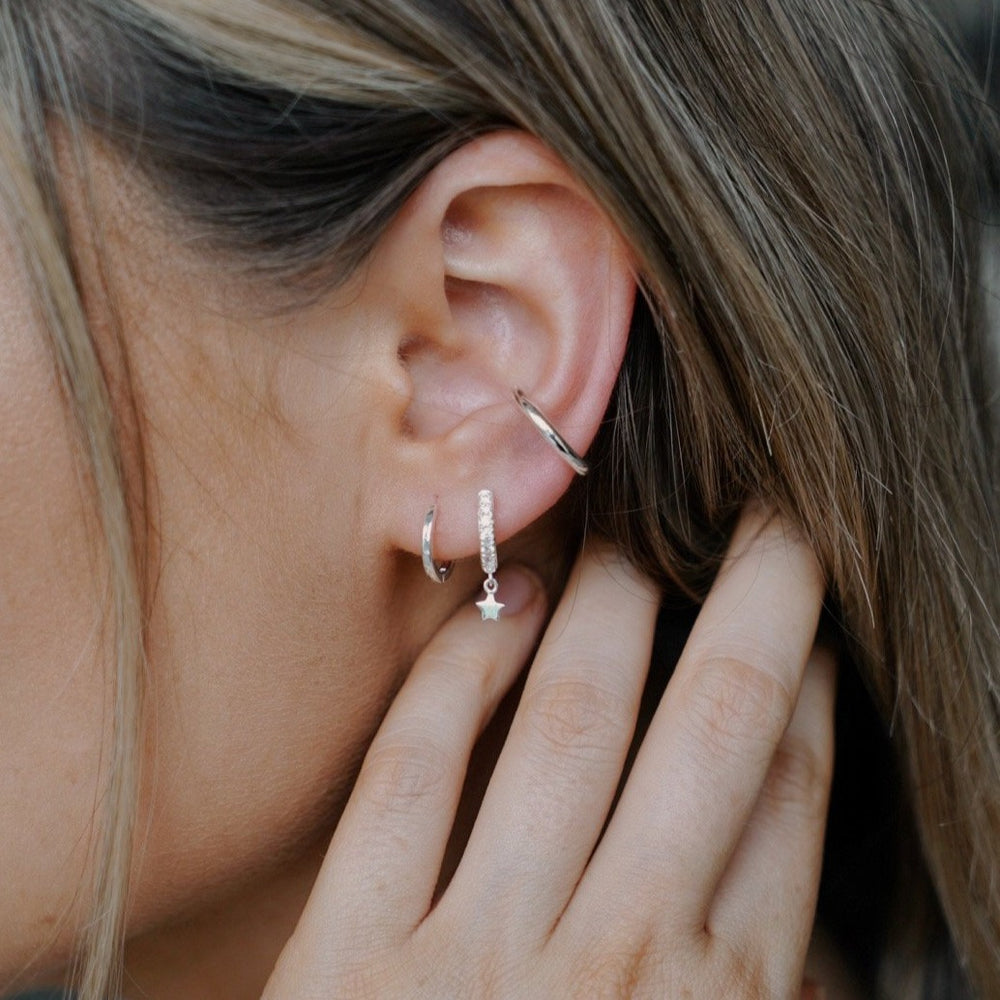 Womens Silver Small Diamante Hoop Earrings  Peacocks