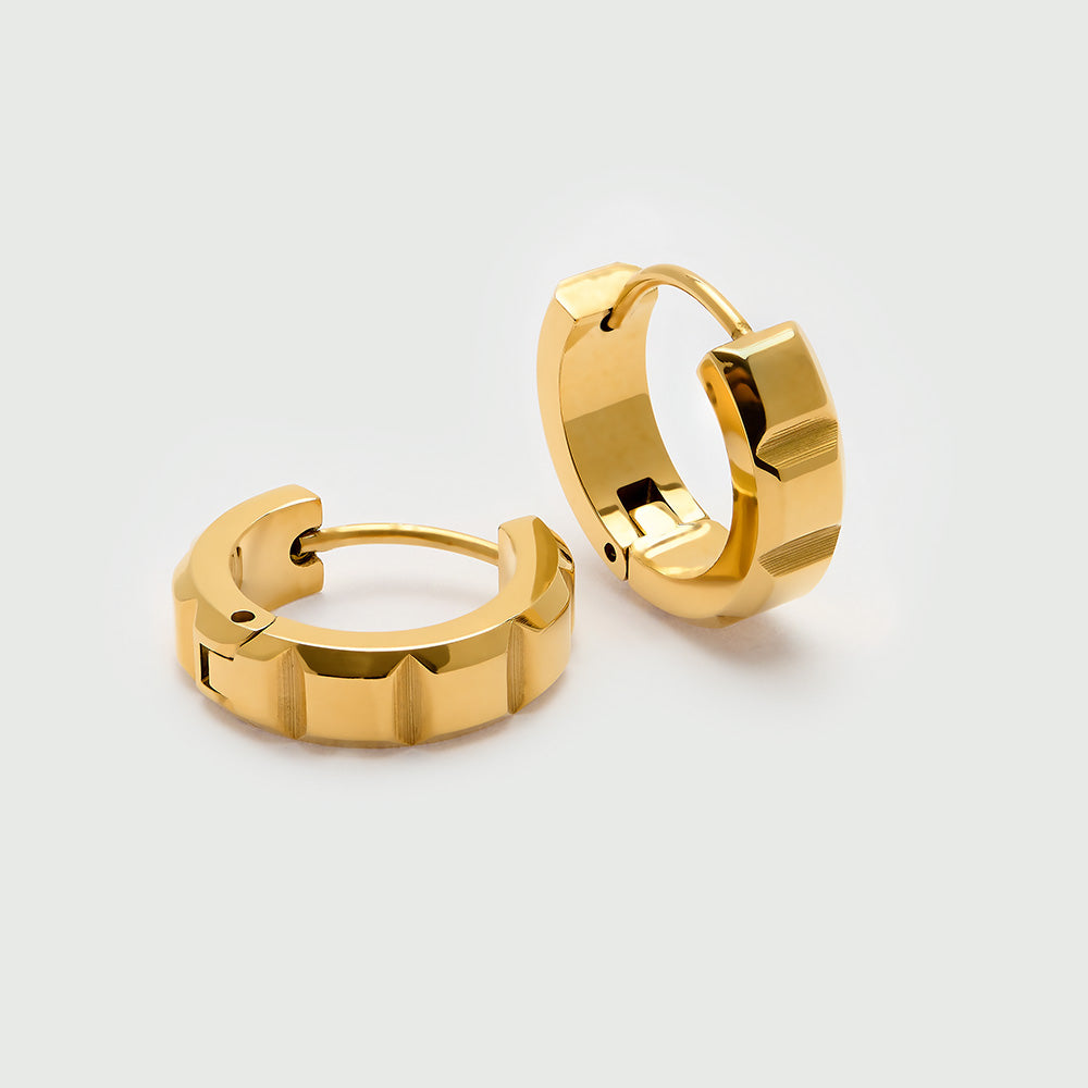 LUXE Faceted Square Hoop Earrings Gold