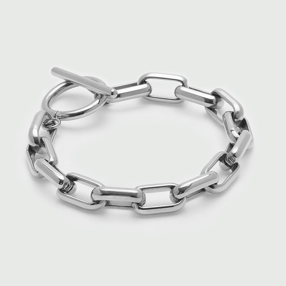 LUXE Rectangle Link T-Bar Bracelet - Silver - Orelia London