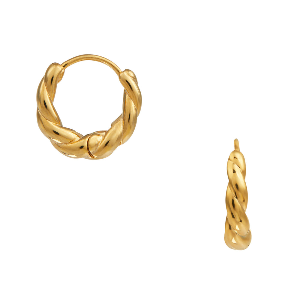Rope Twist Huggie Hoop Earrings - Gold