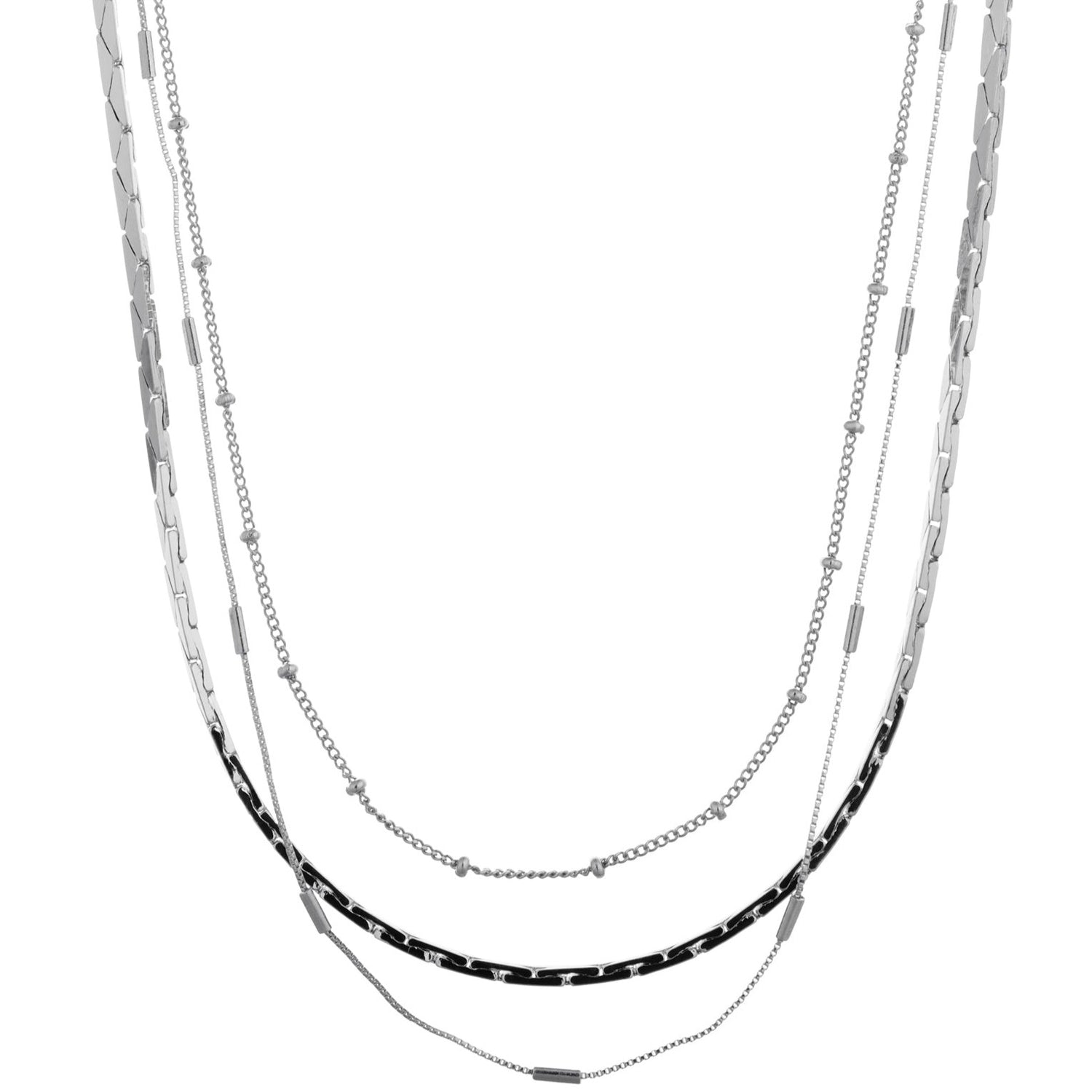 Silver 3 chain necklace clearance