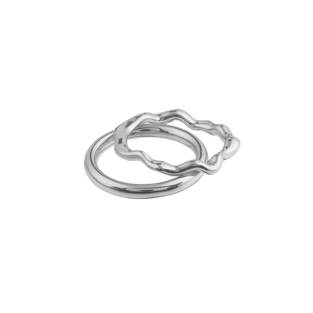 Organic Wave Ring Pack - Silver
