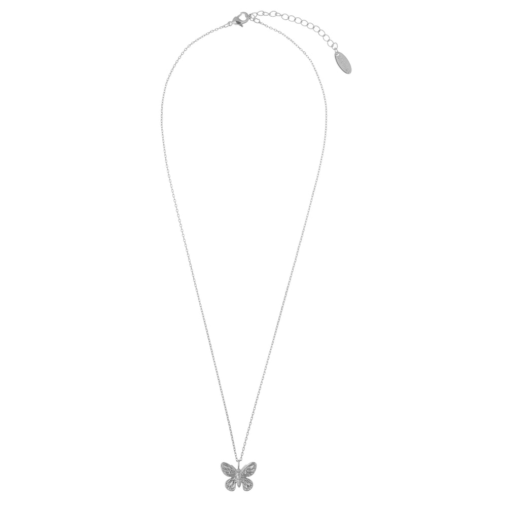 Metal Butterfly Necklace - Silver - Orelia London