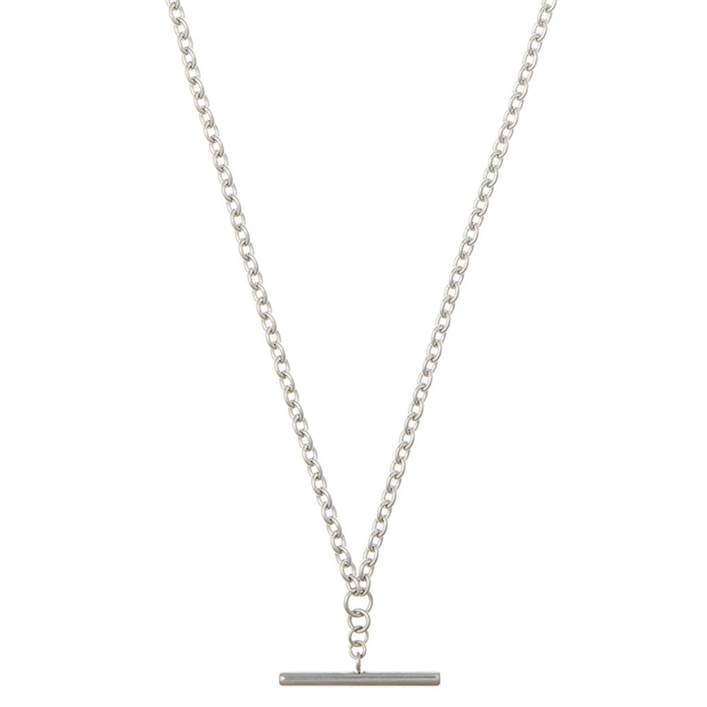 T-Bar Drop Chain Necklace - Silver - Orelia London