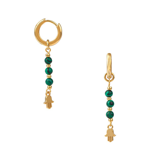Gold Plated Hamsa Hand of Hoop  Dangle Earrings Evil eye For Girls Te   Shining Jewel