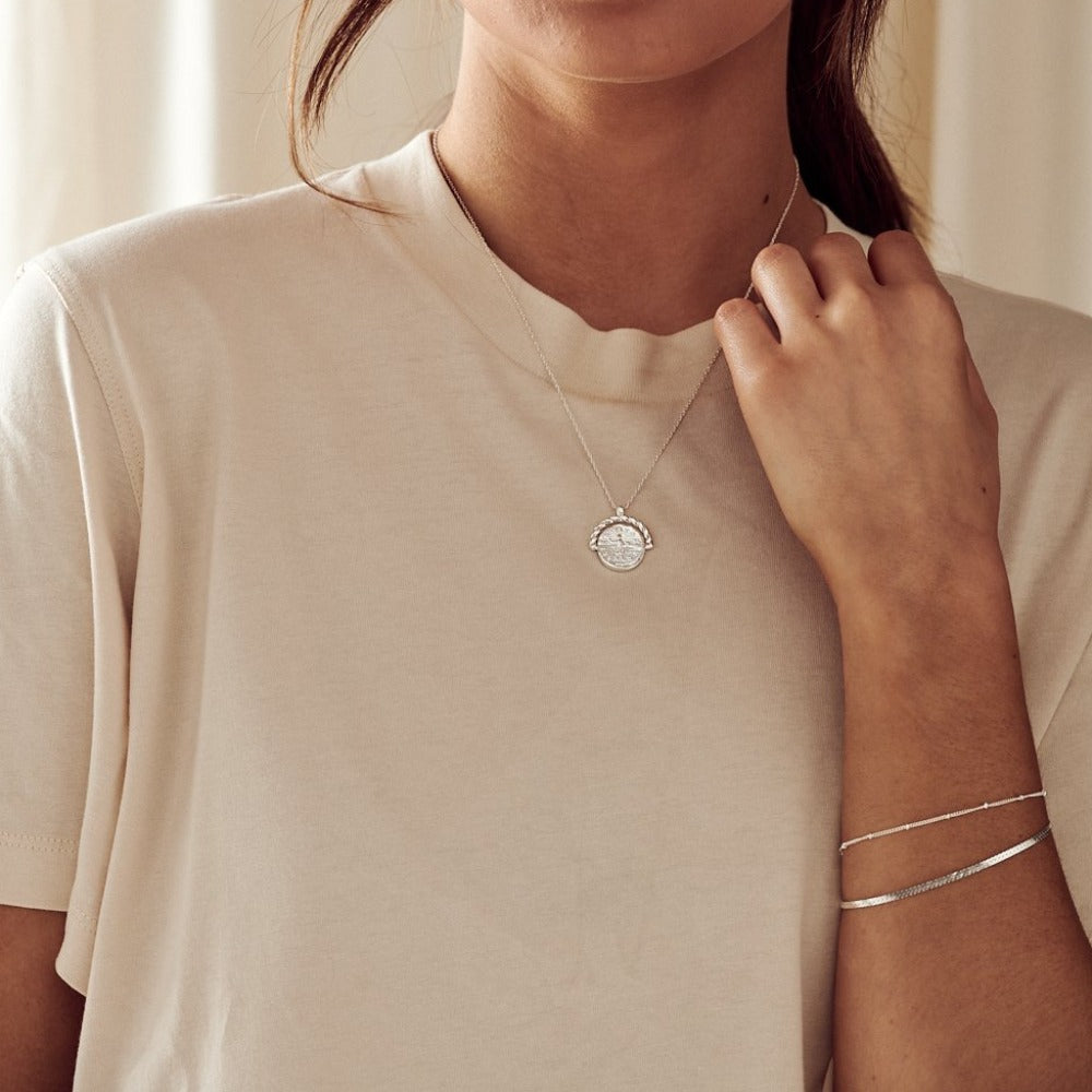Silver curb bracelet womens top