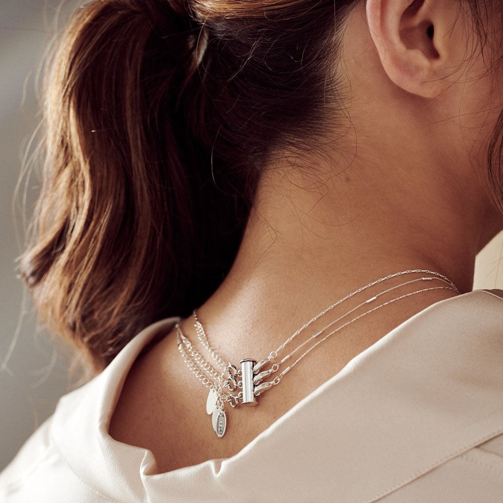 Lock Chain Pendant Layered Necklace in Silver - Retro, Indie and Unique  Fashion