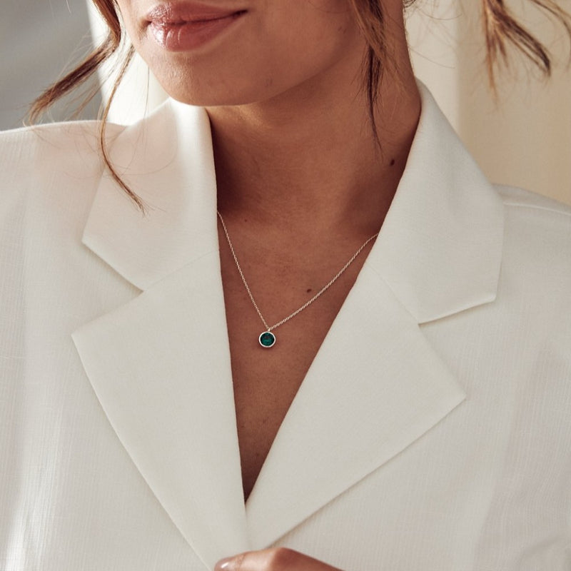 Emerald Necklace Made With Swarovski® Crystals - Silver - Orelia London