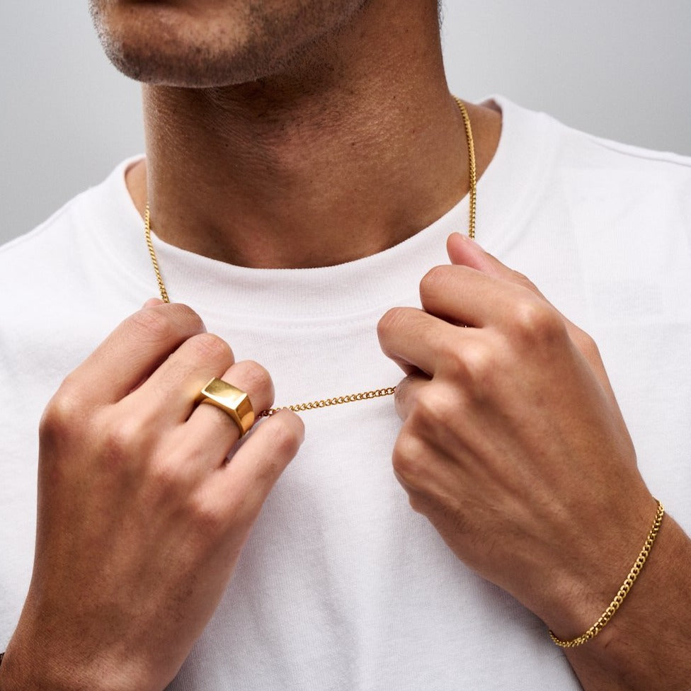 Mens gold store curb chain necklace