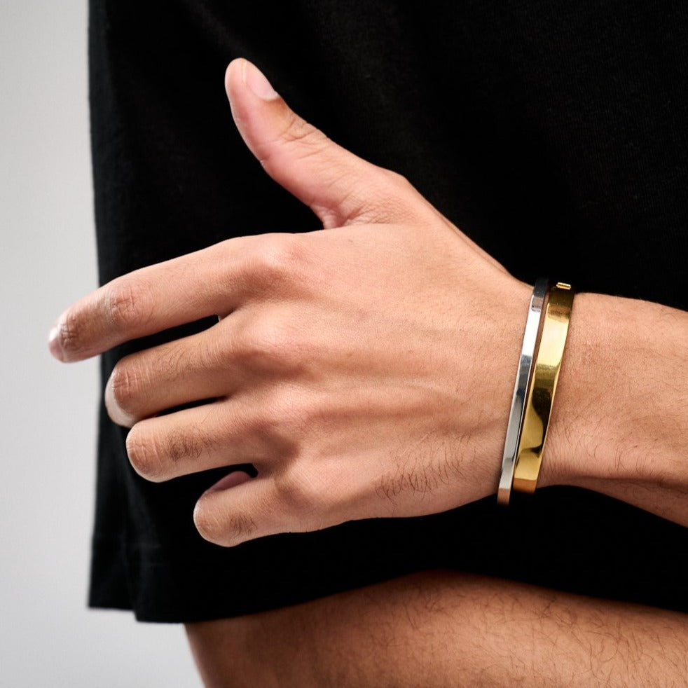 Simple Metal Cuff Bracelet Silver