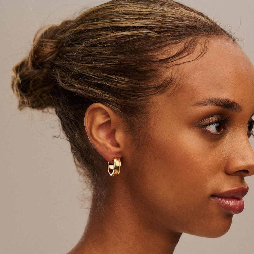 Chunky Linear MidSized Hoop Earrings