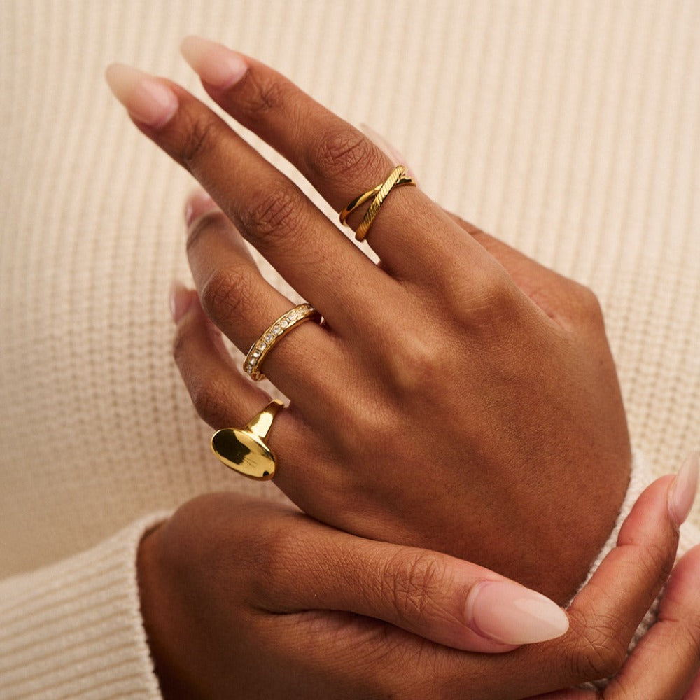 Crystal Molten Ring Made With Swarovski Crystals Gold