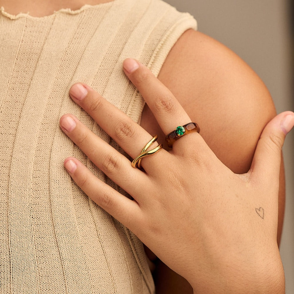 Emerald Resin Crystal Ring