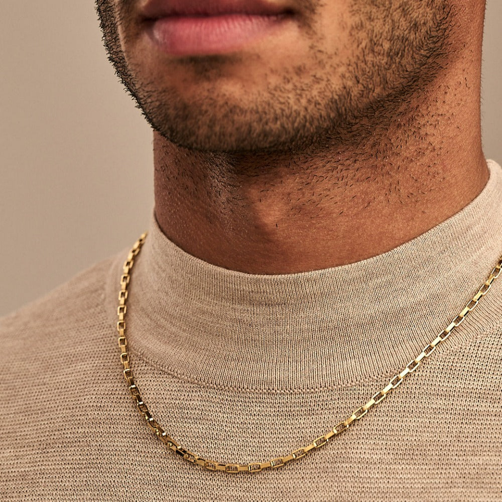 Square Link Chain Necklace Gold