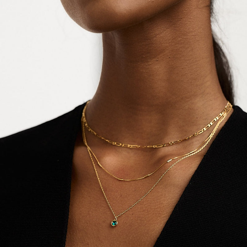 Emerald 3-Row Necklace Made With Swarovski® Crystals - Orelia London