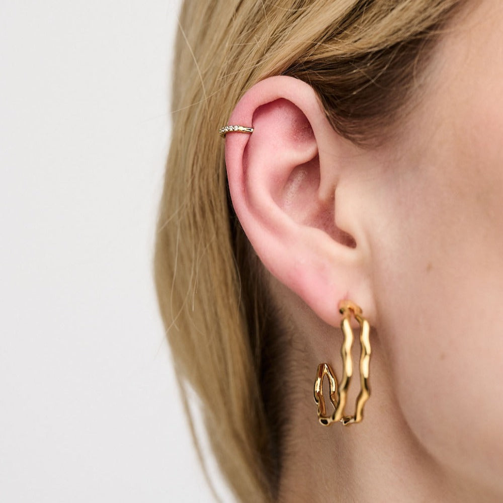Crystal Pav Clicker Hoop 8mm Gold