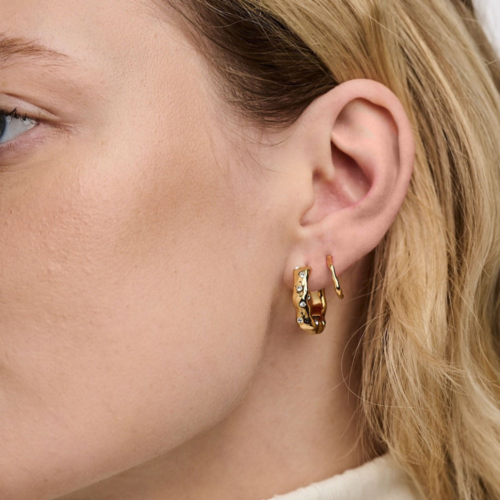 Molten Mid Sized Hoop Earrings Made With Swarovski Crystals