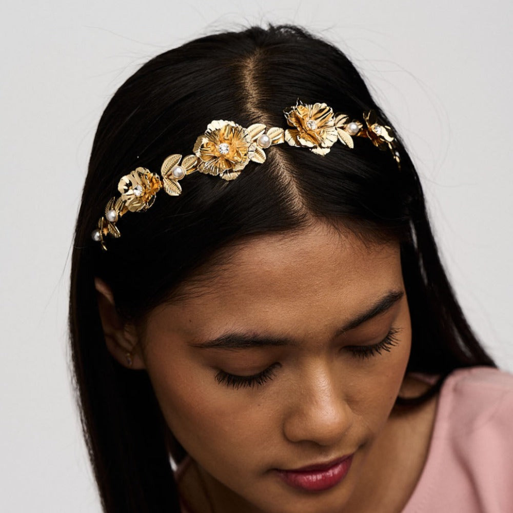 Gold pearl headband outlet