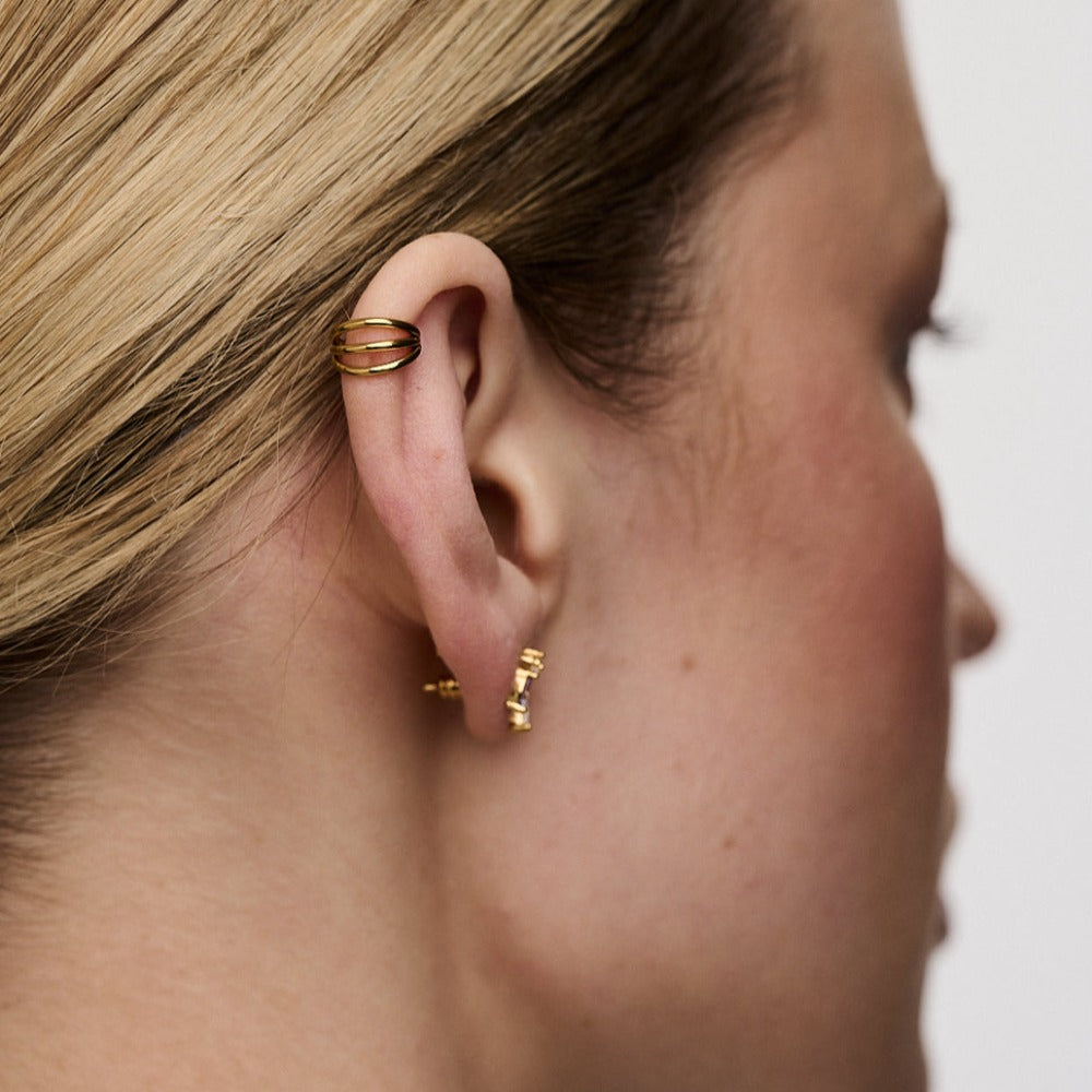 Triple Row Clicker Hoop 8mm Gold