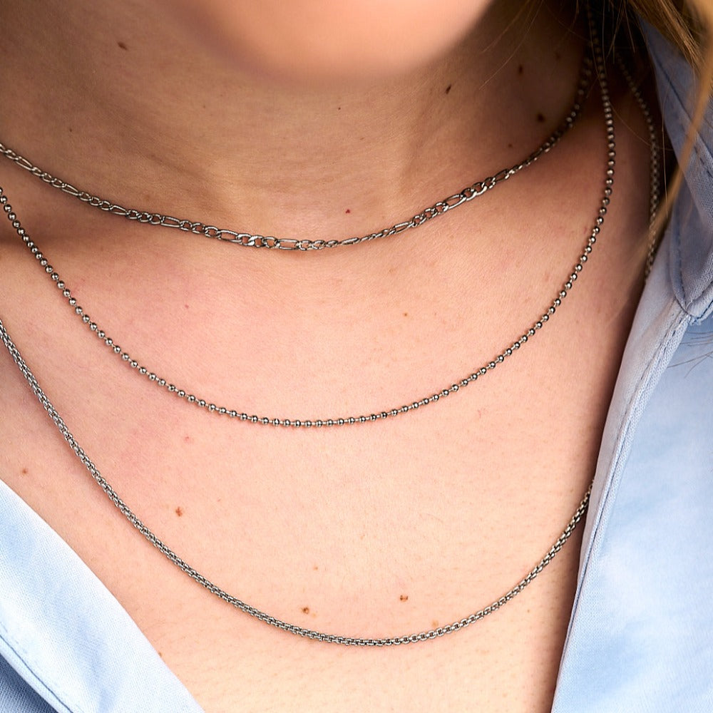 Silver multi chain necklace sales