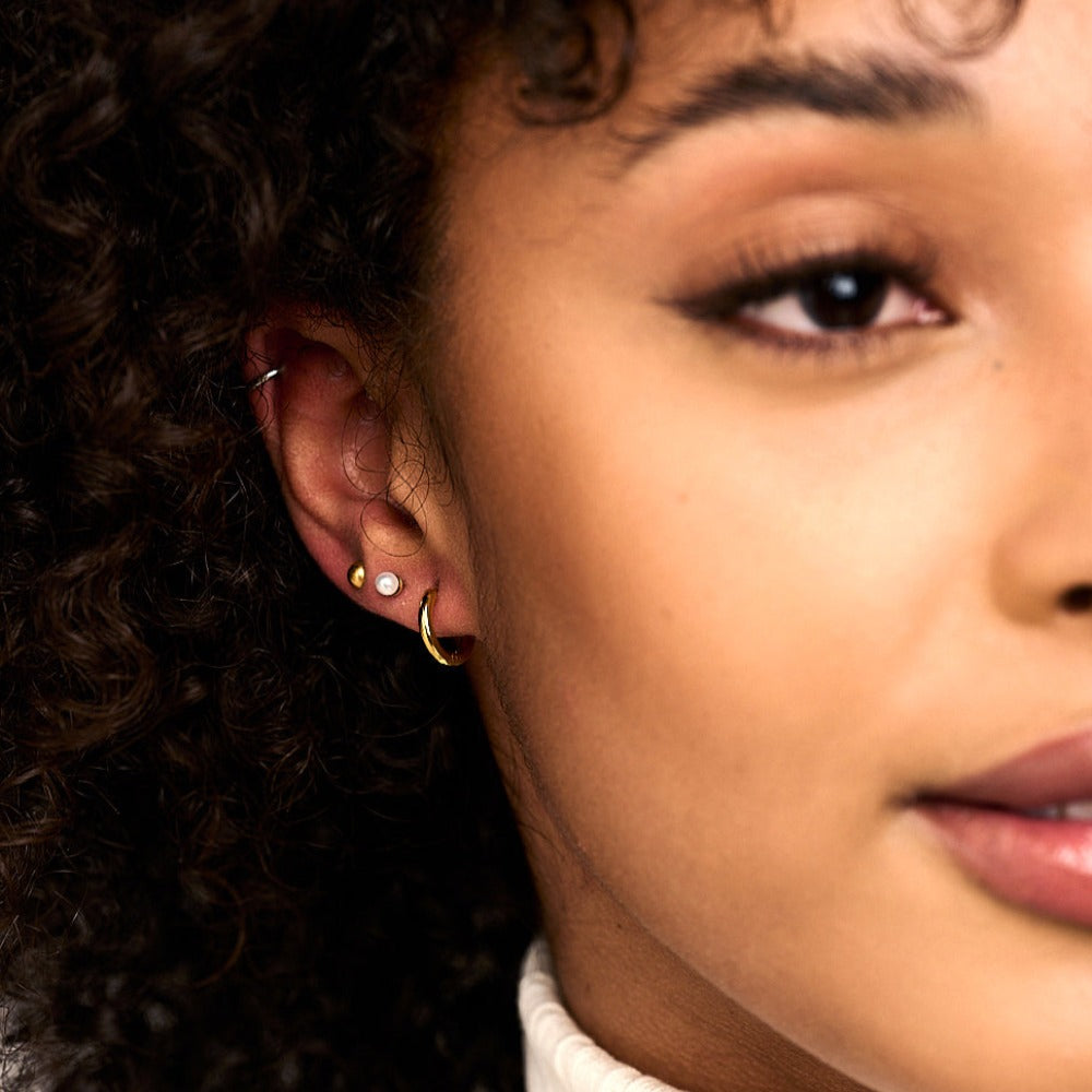 LUXE Pearl Stud Hoop Earring 3 Pack