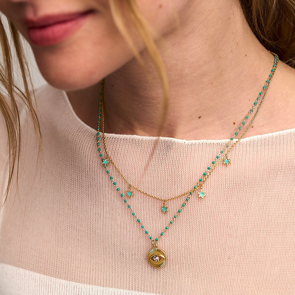 Turquoise evil eye pendant sale