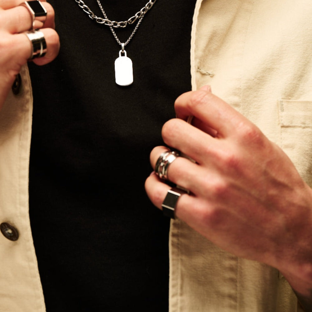 Clean Metal Hexagon Ring Silver