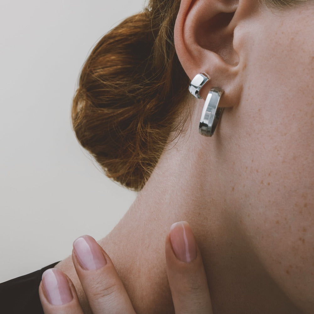 Mens silver discount huggie earrings