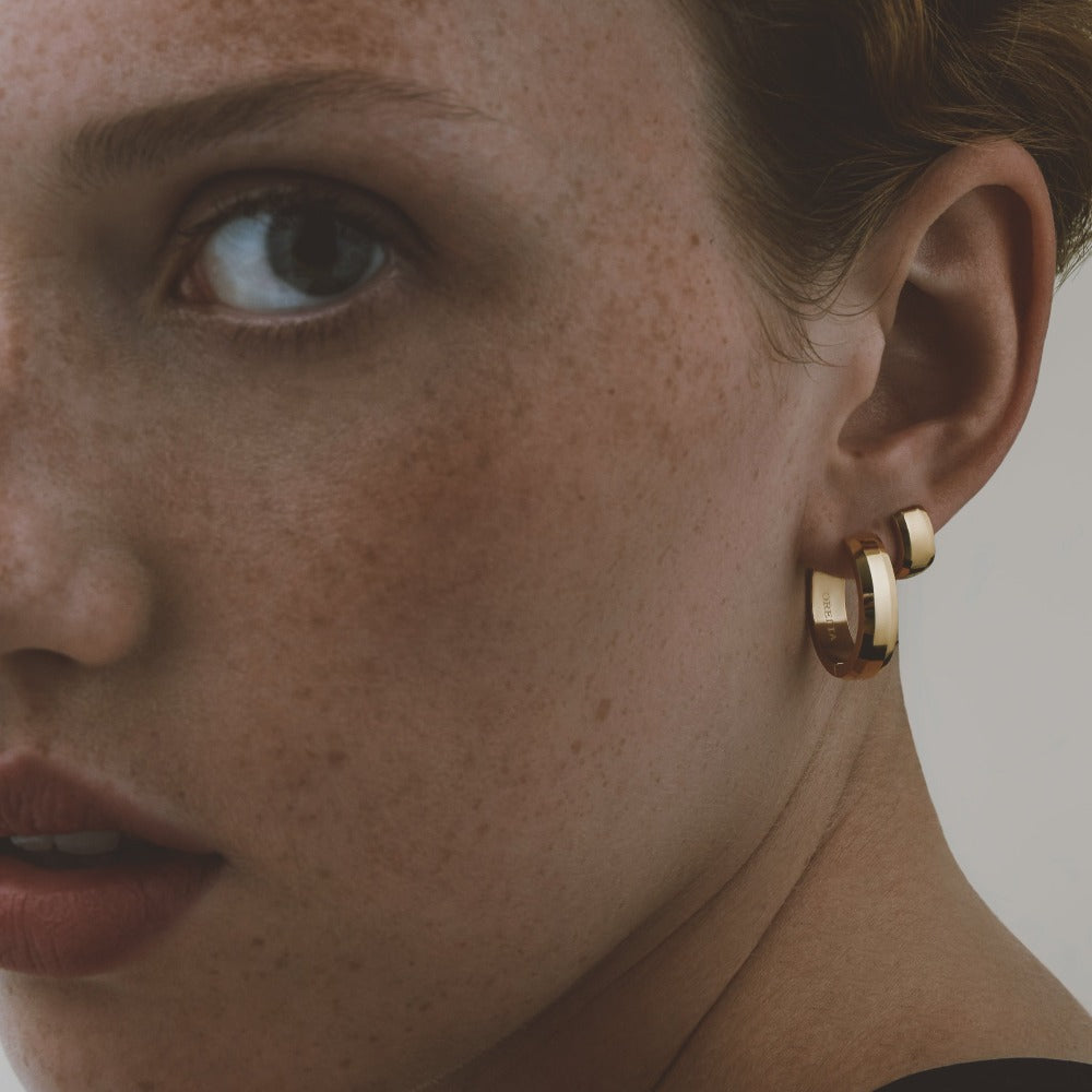 LUXE Bevelled Edge Mid Sized Hoop Earrings Gold